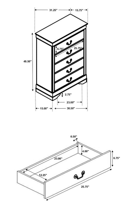 Louis Philippe 4 & 5 Piece Panel Bedroom Set with High Headboard E.king & Full - Hello Home Furniture & Mattress (Longmont, CO)