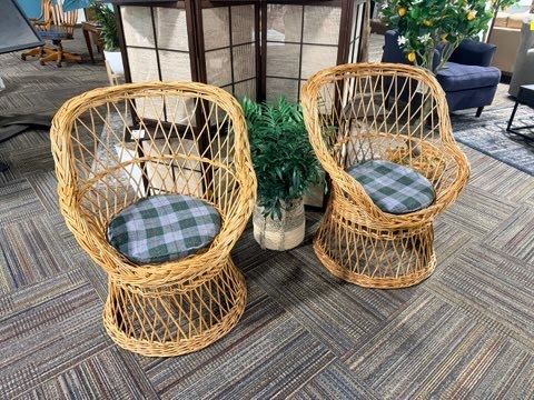 USED: Vintage Wicker Barrel Chairs – Set of 2 - Hello Home Furniture & Mattress (Longmont, CO)