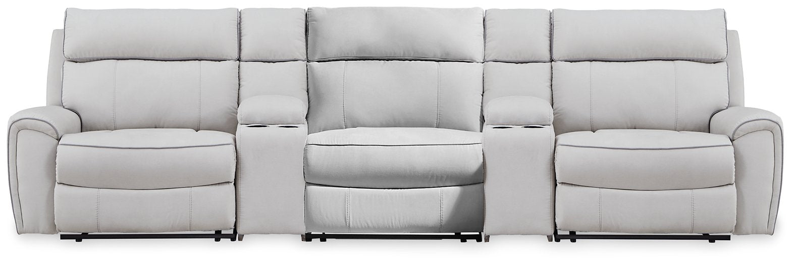 Social Pointe Reclining Sectional with Storage Consoles - Hello Home Furniture & Mattress (Longmont, CO)