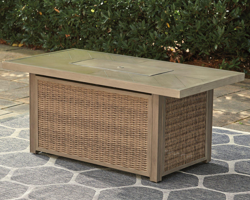 Beachcroft Outdoor Fire Pit Table - Hello Home Furniture & Mattress (Longmont, CO)