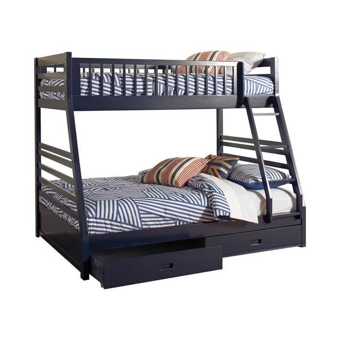 Ashton Twin Over Full 2-drawer Bunk Bed Cappuccino, White, Navy, Honey, & Brown - Hello Home Furniture & Mattress (Longmont, CO)
