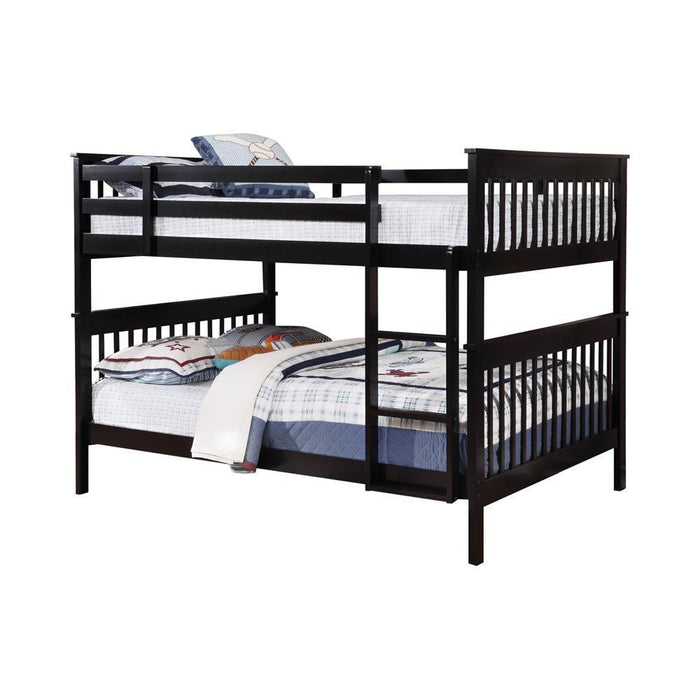 Chapman Full Over Full & Twin Over Full Bunk Bed Black & White - Hello Home Furniture & Mattress (Longmont, CO)