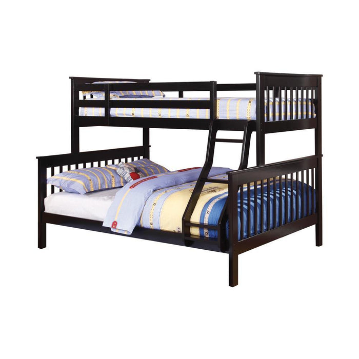 Chapman Full Over Full & Twin Over Full Bunk Bed Black & White - Hello Home Furniture & Mattress (Longmont, CO)