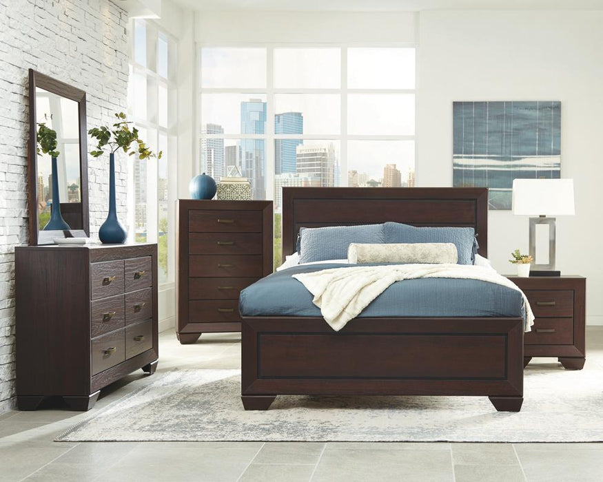 Kauffman California King, Eastren King, & Queen Panel Bed Dark Cocoa - Hello Home Furniture & Mattress (Longmont, CO)