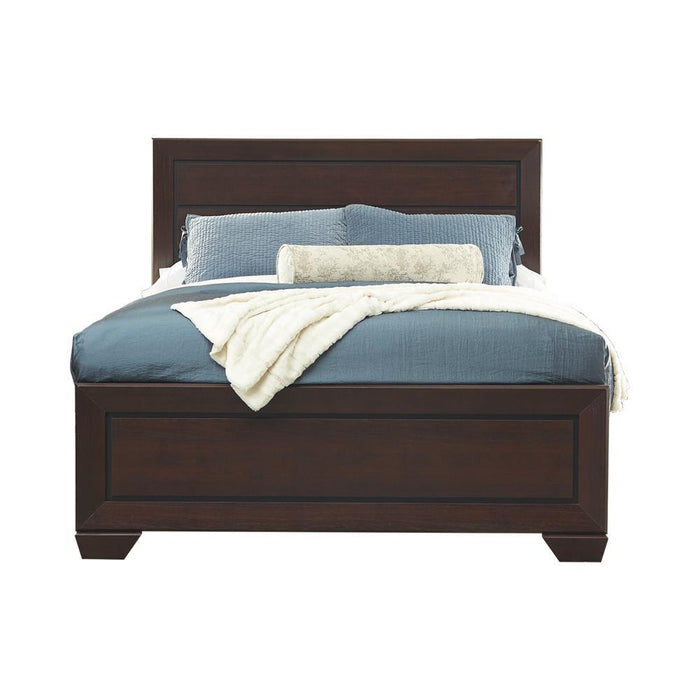 Kauffman California King, Eastren King, & Queen Panel Bed Dark Cocoa - Hello Home Furniture & Mattress (Longmont, CO)