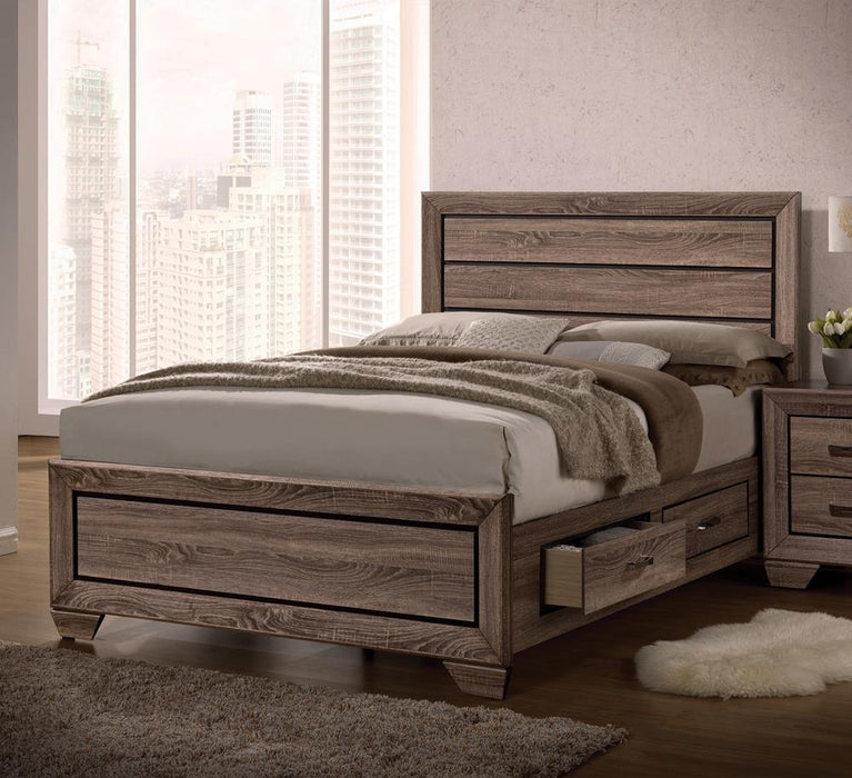 Kauffman California King, E.king, & Queen Panel Bed Washed Taupe - Hello Home Furniture & Mattress (Longmont, CO)