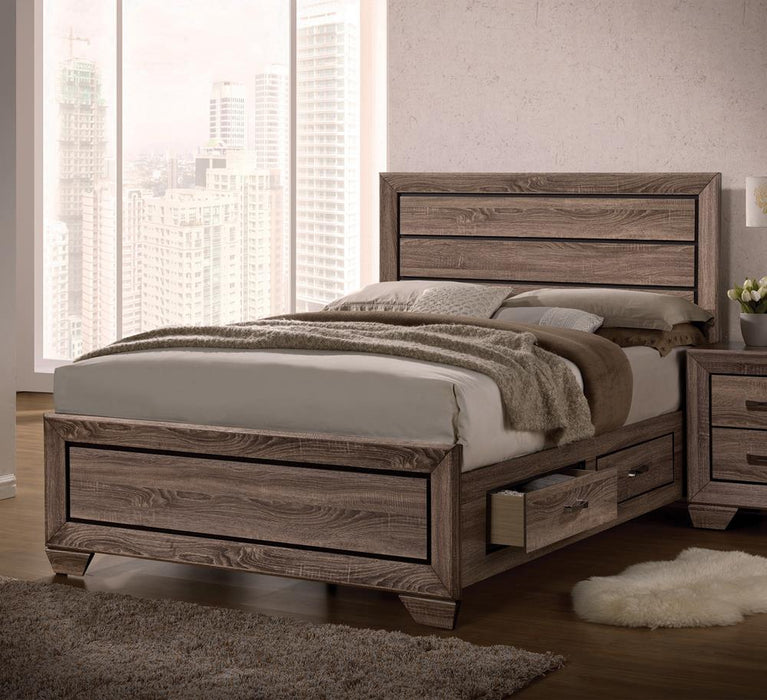 Kauffman California King, E.king, & Queen Panel Bed Washed Taupe - Hello Home Furniture & Mattress (Longmont, CO)