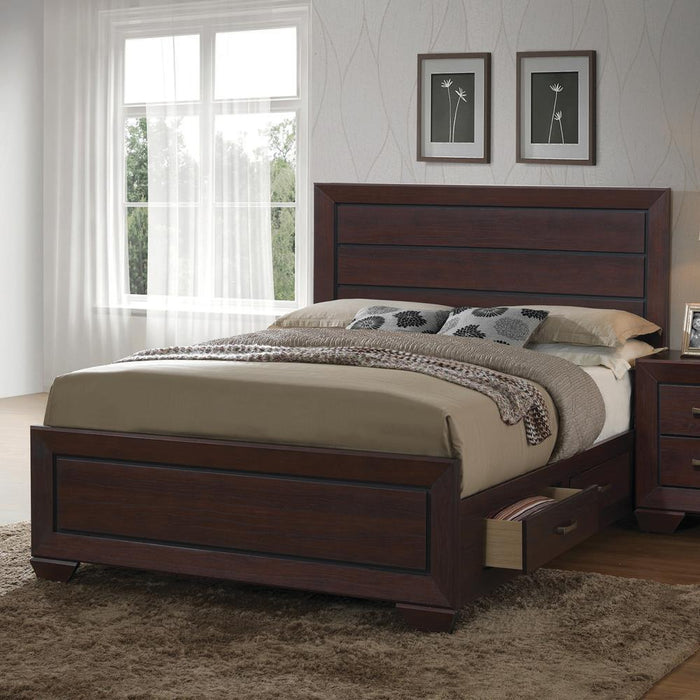 Kauffman California King, Eastren King, & Queen Panel Bed Dark Cocoa - Hello Home Furniture & Mattress (Longmont, CO)