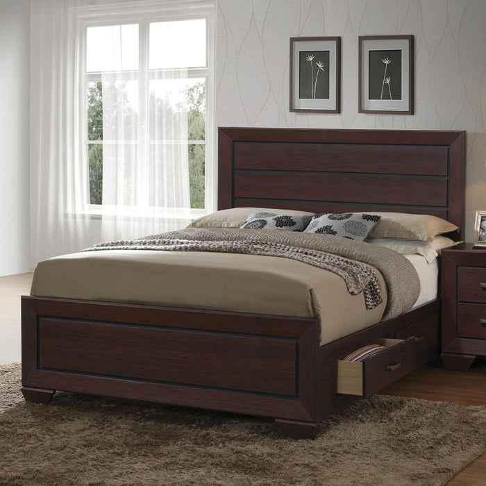 Kauffman California King, Eastren King, & Queen Panel Bed Dark Cocoa - Hello Home Furniture & Mattress (Longmont, CO)