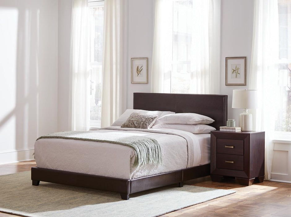 Dorian Upholstered California King, E.King, & Queen Bed Black, Brown, & Grey - Hello Home Furniture & Mattress (Longmont, CO)