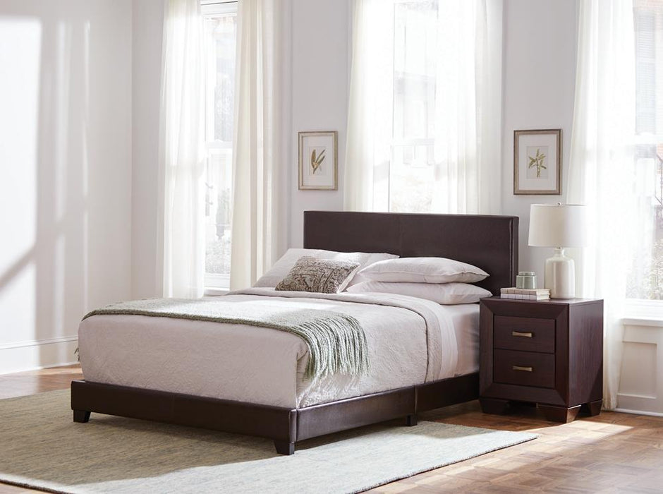 Dorian Upholstered California King, E.King, & Queen Bed Black, Brown, & Grey - Hello Home Furniture & Mattress (Longmont, CO)