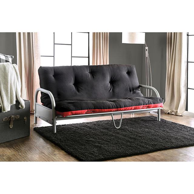 Aksel Black/Red Futon Mattress, Black, Red & Gray - Hello Home Furniture & Mattress (Longmont, CO)