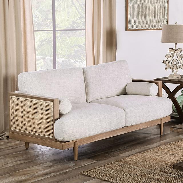 ALESUND Loveseat, Beige/Light Oak, Natural & Brown - Hello Home Furniture & Mattress (Longmont, CO)