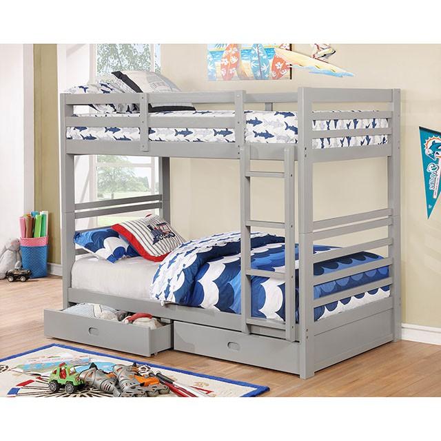 California Iv Black, Walnut, Gray, & White Twin/Twin Bunk Bed - Hello Home Furniture & Mattress (Longmont, CO)