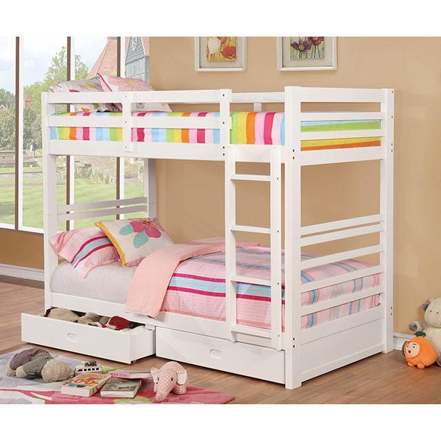 California Iv Black, Walnut, Gray, & White Twin/Twin Bunk Bed - Hello Home Furniture & Mattress (Longmont, CO)