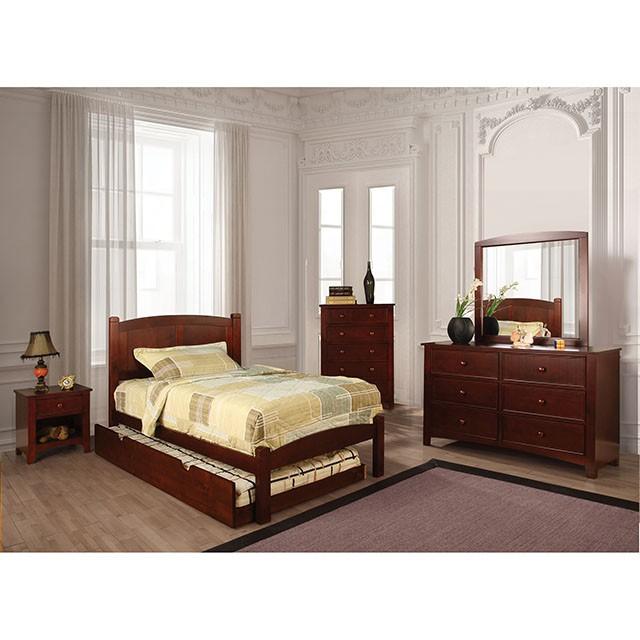 Cara Cherry Twin Bed - Hello Home Furniture & Mattress (Longmont, CO)