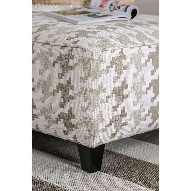 Christine Light Gray/Pattern Ottoman - Hello Home Furniture & Mattress (Longmont, CO)