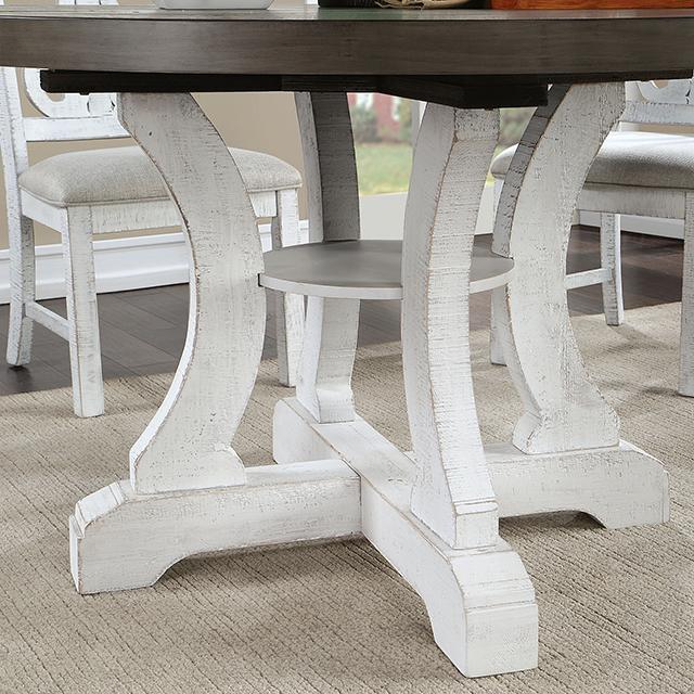 AULETTA Round Dining Table, Gray - Hello Home Furniture & Mattress (Longmont, CO)