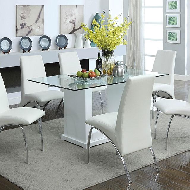 Eva White/Clear Dining Table - Hello Home Furniture & Mattress (Longmont, CO)