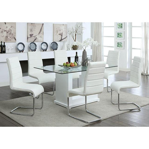 Eva White/Clear Dining Table - Hello Home Furniture & Mattress (Longmont, CO)