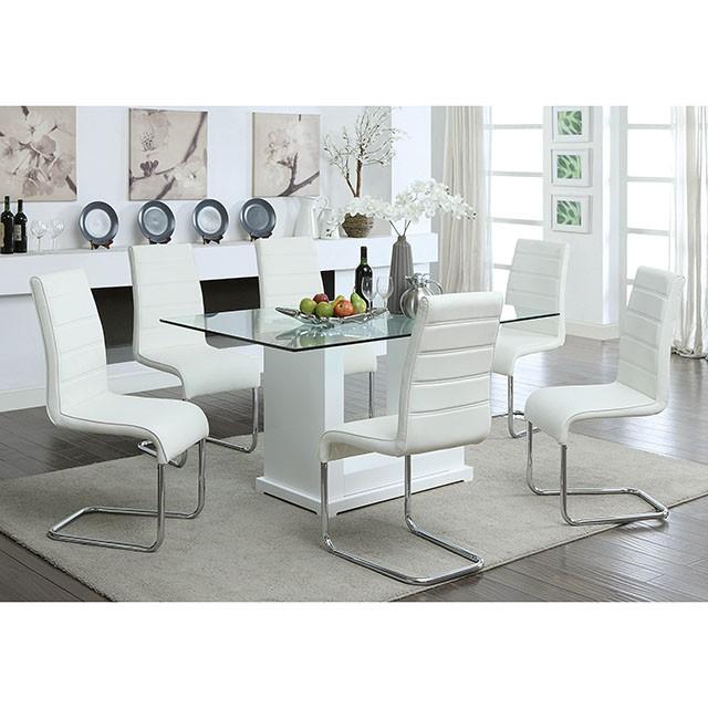 Eva White/Clear Dining Table - Hello Home Furniture & Mattress (Longmont, CO)