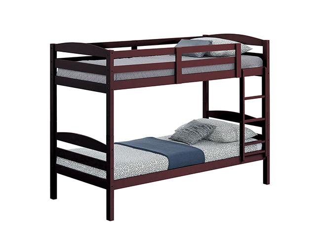 Finsbury Twin Twin Bunk Bed Espresso, Grey & White - Hello Home Furniture & Mattress (Longmont, CO)