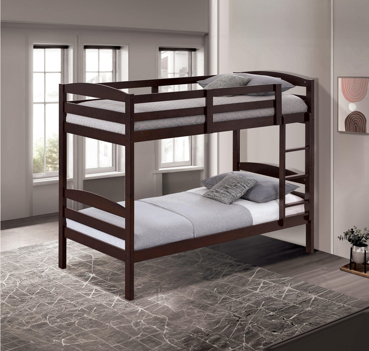 Finsbury Twin Twin Bunk Bed Espresso, Grey & White - Hello Home Furniture & Mattress (Longmont, CO)