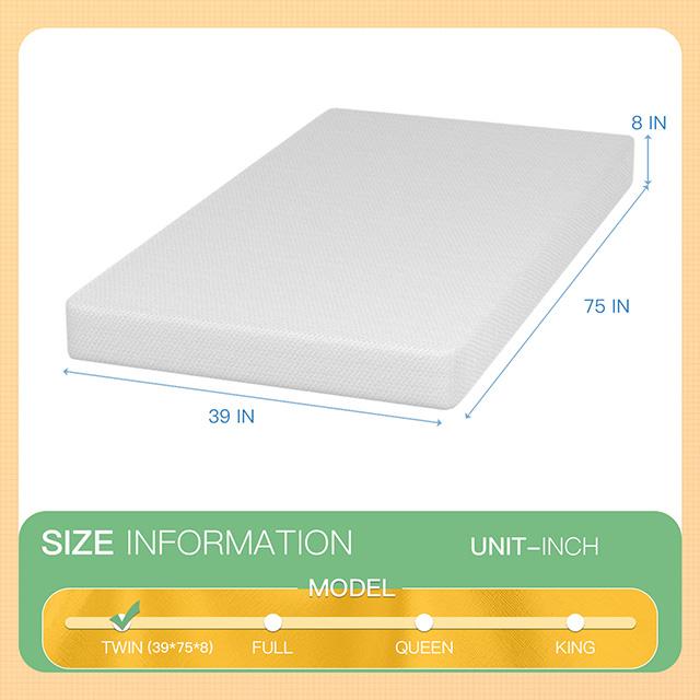 Forsythia 8" Twin Green Tea Gel Memory Foam