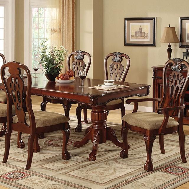 GEORGETOWN Antique Cherry Dining Table w/ Double Pedestals - Hello Home Furniture & Mattress (Longmont, CO)