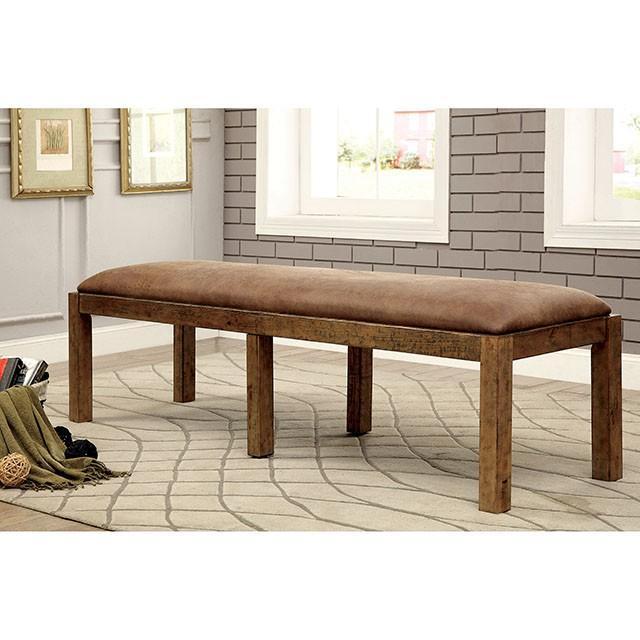 GIANNA Rustic Pine Fabric Bench - Hello Home Furniture & Mattress (Longmont, CO)