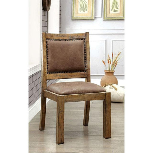 GIANNA Rustic Pine/Brown Side Chair (2/CTN) - Hello Home Furniture & Mattress (Longmont, CO)