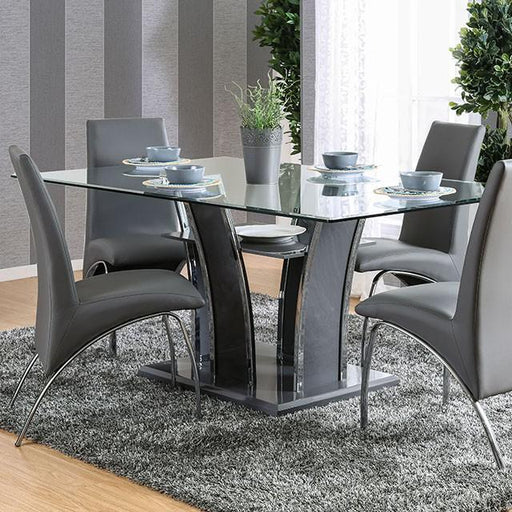 Glenview I Gray/Chrome Dining Table - Hello Home Furniture & Mattress (Longmont, CO)