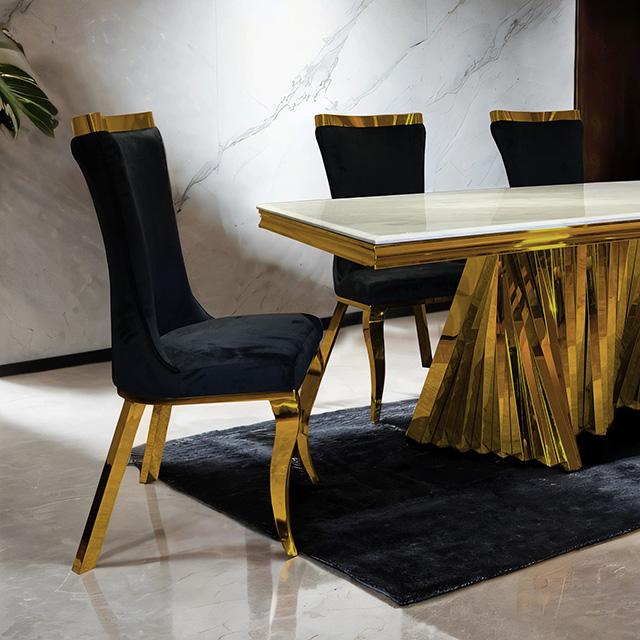 Basilicata 7 Pc Dining Table Set Chrome & Gold 5