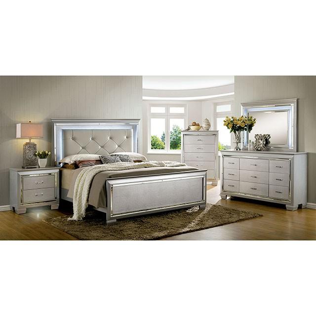 BELLANOVA Silver Night Stand - Hello Home Furniture & Mattress (Longmont, CO)