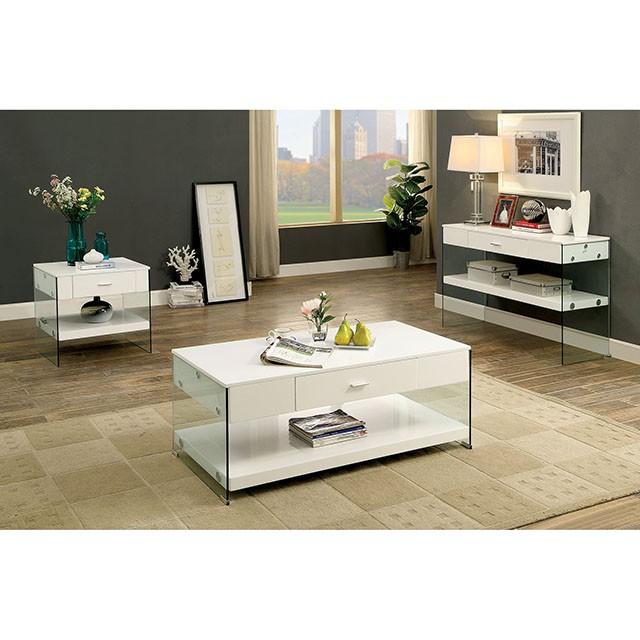 Raya White Sofa Table, White - Hello Home Furniture & Mattress (Longmont, CO)