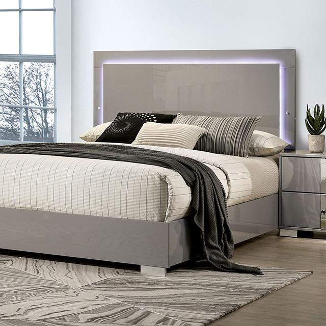 Sinistra E.King & Queen Bed White, Black & Beige - Hello Home Furniture & Mattress (Longmont, CO)