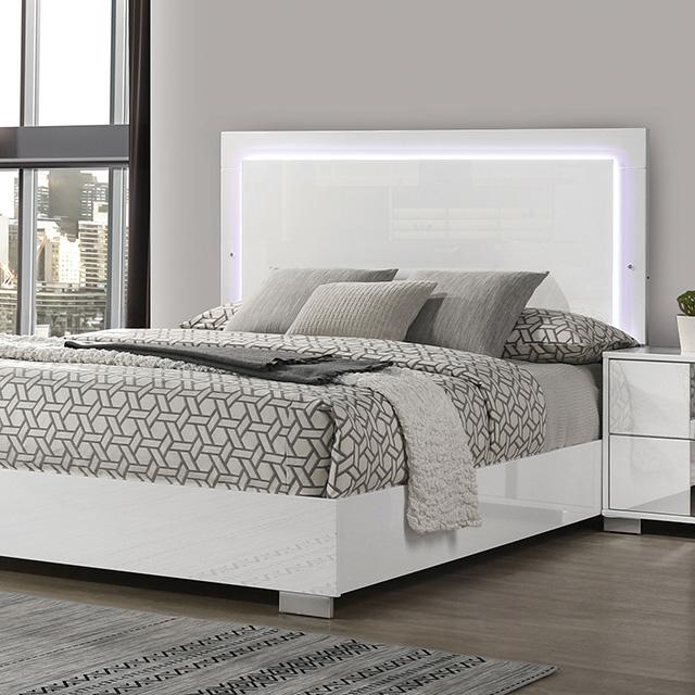 Sinistra E.King & Queen Bed White, Black & Beige - Hello Home Furniture & Mattress (Longmont, CO)