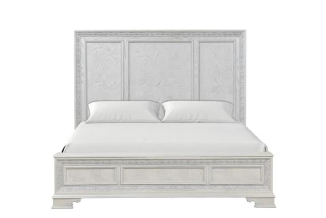 Stella Mia E.King & Queen Bed White & White - Hello Home Furniture & Mattress (Longmont, CO)