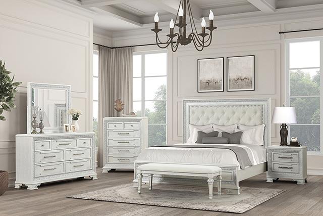 Stella Mia E.King & Queen Bed White & White - Hello Home Furniture & Mattress (Longmont, CO)