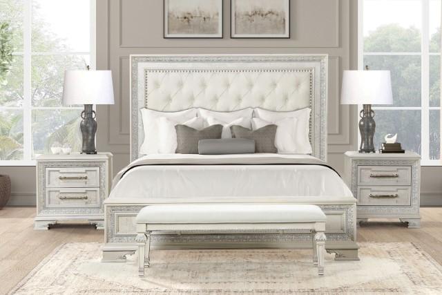 Stella Mia E.King & Queen Bed White & White - Hello Home Furniture & Mattress (Longmont, CO)