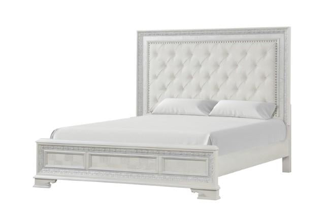 Stella Mia E.King & Queen Bed White & White - Hello Home Furniture & Mattress (Longmont, CO)