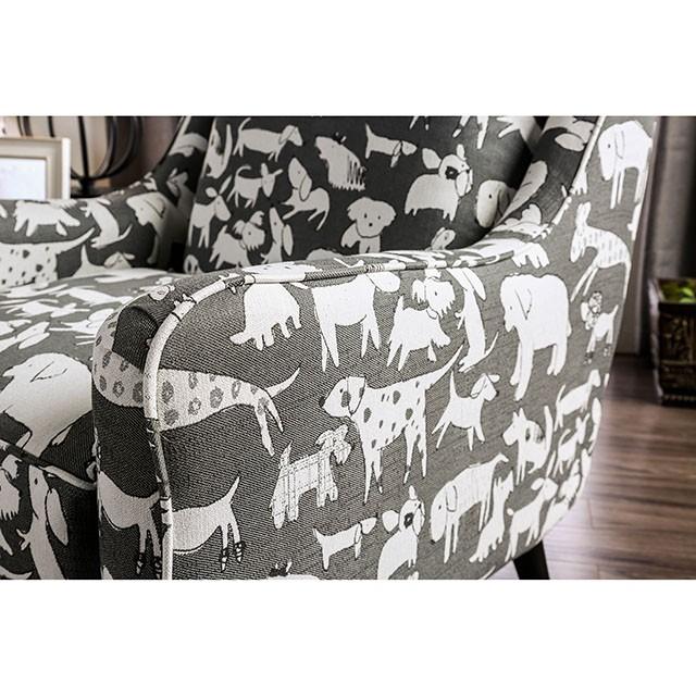 Patricia Ivory/Black Animal Pattern Chair - Hello Home Furniture & Mattress (Longmont, CO)
