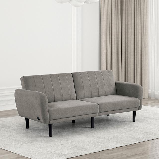 Aristide Futon Sofa Grey & Brown - Hello Home Furniture & Mattress (Longmont, CO)