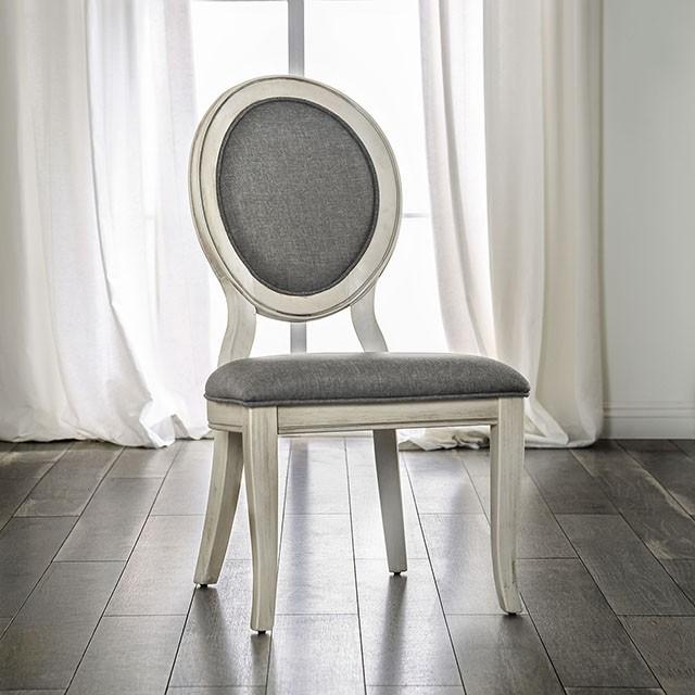 Kathryn Antique White/Gray Side Chair, Antique White (2/CTN) - Hello Home Furniture & Mattress (Longmont, CO)