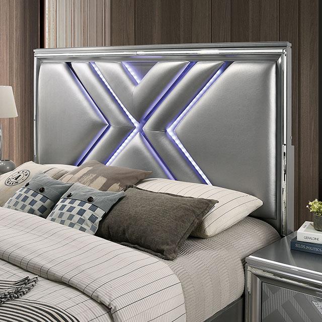 Emmeline Bed Silver & White - Hello Home Furniture & Mattress (Longmont, CO)