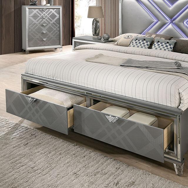 Emmeline Bed Silver & White - Hello Home Furniture & Mattress (Longmont, CO)