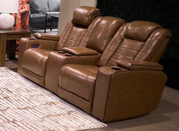 Gruaro Power Reclining Loveseat with Console - Hello Home Furniture & Mattress (Longmont, CO)