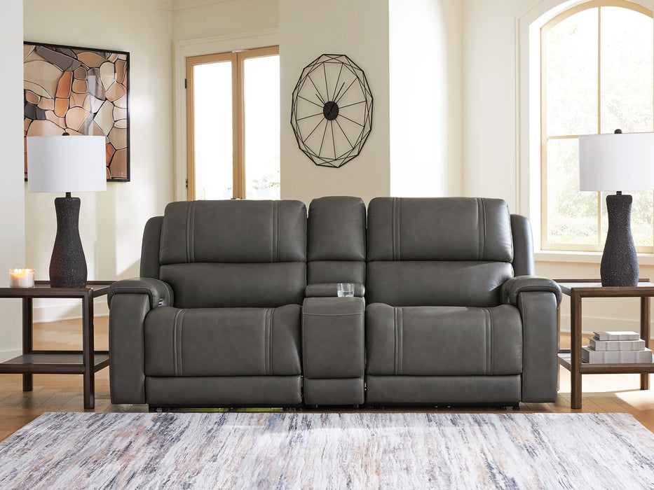 5Z - Pittson Power Reclining Sectional Loveseat with Console - Hello Home Furniture & Mattress (Longmont, CO)