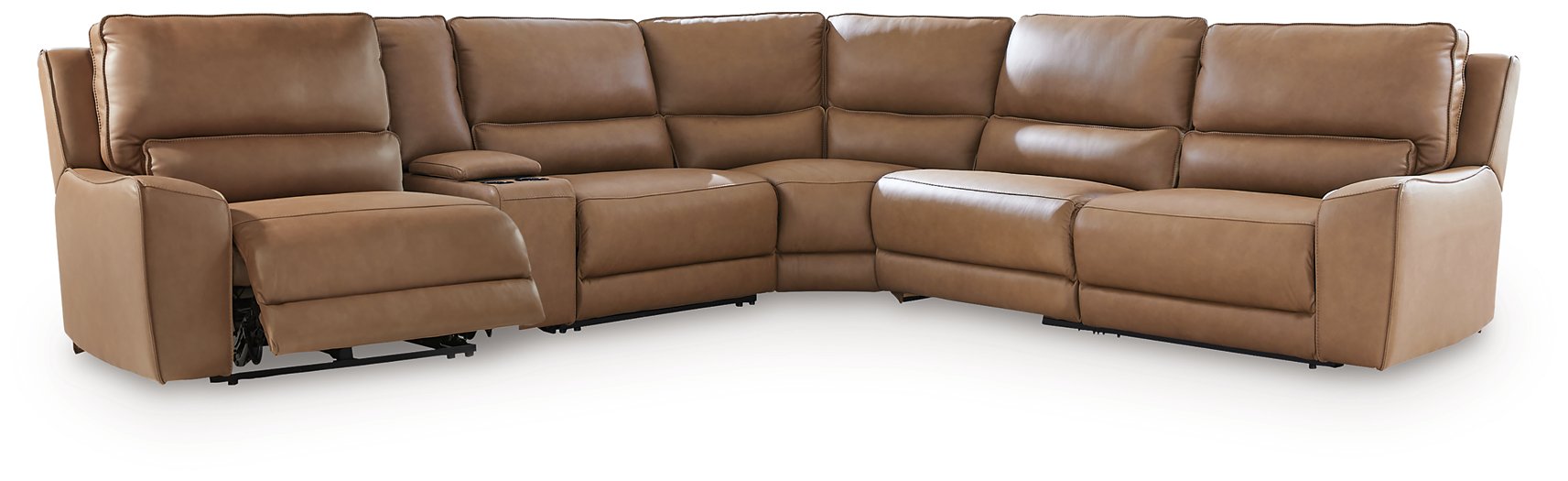 DeepWakes Reclining Sectional with Storage Console - Hello Home Furniture & Mattress (Longmont, CO)