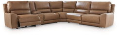 DeepWakes Reclining Sectional with Storage Console - Hello Home Furniture & Mattress (Longmont, CO)
